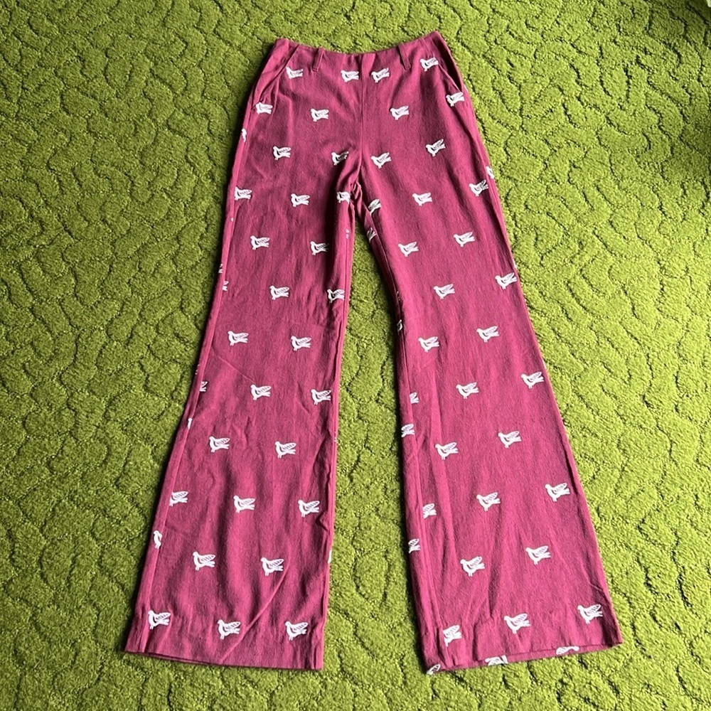 Alix Of Bohemia Burgundy‎ Wide Leg Pants - Picture 2 of 6